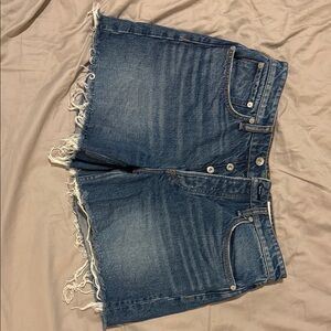 rag & bone Blue Frayed Jean Shorts